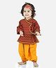 BownBee Janmashtami Theme Cotton Full Sleeves Kanhaiya Hindi Shri Krishna Kurta & Dhoti -Yellow