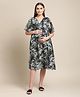 Bella Mama Half Sleeves Maternity Dress Floral Print - Green