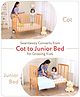 Babyhug Malmo Wooden Cot with 3 Level Height Adjustment & Plug and Play Assembly - Natural| Solid Pinewood| Convert to Junior Bed| Smooth Edges