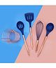 Amour 5 Piece Non-Stick Silicone Cooking Utensils Set with Stand - Blue 
