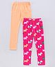 Pspeaches Pack Of 2 Printed Full Length Leggings Set  - Coral