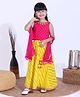 Babyhug Sleeveless Sequined Choli and Striped Lehenga with Lace Border Dupatta - Pink Yellow