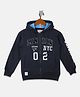 Monte Carlo Full Sleeves Text Print Hooded Jacket - Navy Blue