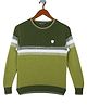 Monte Carlo Full Sleeves Color Block Sweater - Olive Green And Light Green
