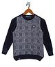 Monte Carlo Full Sleeves Checked Sweater - Navy Blue