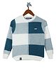 Monte Carlo Full Sleeves Checked Sweater - White And Blue