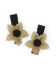 Knotty Ribbons Pair Of Floral Alligator Hair Clips - Golden
