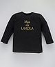 KAVEE Full Sleeves 100% Cotton Bio Wash Maa Da Laadla Print Tee - Black