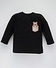 KAVEE Full Sleeves 100% Cotton Bio Washed Teddy Print Tee - Black