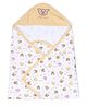 Pink Rabbit Hooded Wrapper Teddy Print - Yellow White