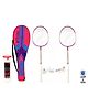 Legends of Sports Wide Body Badminton Set of Rackets with Cover and Feather Shuttlecock Multicolor - Pack of 7