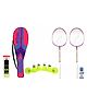 Legends of Sports Badminton Set of Rackets with Cover and Nylon Shuttlecock Multicolor - Pack of 8