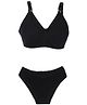 Valentine Solid Color Maternity Bra And Panty Set - Black