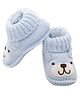 Baby Moo Bear Knit Detailing Booties - Light Blue