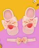 Baby Moo Bedazzled Anti Skid Bow Detailing Socks With Headband - Pink