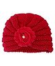 Baby Moo Floral Turban Cap - Red- Diameter 29 cm