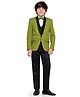 Jeet Ethnics Solid Full Sleeves Solid 4 Piece Coat Suit With Bow Tie - Green