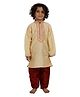 Maharaja Embroidered Neckline Full Sleeves Kurta With Pyjama Set - Gold