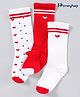 Honeyhap Premium Knee Length Bamboo Nylon Spandex Pack of 3 - White Red