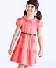 Babyhug Half Sleeves Printed Woven Frock - Peach