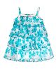 Young Birds Sleeveless Floral Print Layered Dress - Light Blue