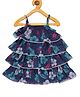 Young Birds Sleeveless Hibiscus Flower Printed Layered Dress - Blue