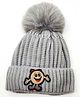 Kid-O-World Smiley Patch Woolen Cap - Grey-  Diameter 16 CMS