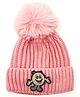 Kid-O-World Smiley Patch Woolen Cap - Pink-  Diameter 16 CMS