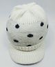 Kid-O-World Polka Woolen Tee Cap - White-  Diameter 14 CMS
