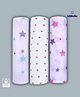 LazyToddler Organic Cotton Muslin Baby Swaddles Pack of 3 Star Print - White