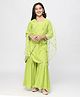 Pine Kids Three Fourth Sleeves  Angarkha with Sharara and Dupatta - Green