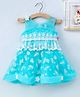 Twetoons Sleeveless Floral Embroidery Party Frock - Blue
