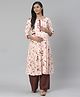 Anayna Three Fourth Sleeves Floral Print Maternity Kurta - Peach