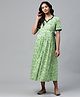 Anayna Half Sleeves Floral Print Maternity Dress - Light Green