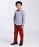 Babyhug Full Sleeves Checks Shirt with Bow & Trouser - Blue Brown