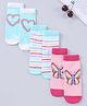 Cute Walk by Babyhug Cotton Blend Ankle Length Anti Bacterial Socks Multi Print Pack of 3 - Blue Pink