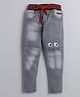 Polka Tots Full Length Eyes Embroidery Detailing Jeans - Grey