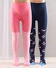 Cute Walk by Babyhug Full Length Anti-Bacterial Striped Tights Unicorn Design Pack of 2 - Pink Blue