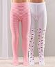 Cute Walk by Babyhug Full Length Anti-Bacterial Striped Tights Roses Design Pack of 2 - Pink White