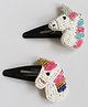 Woonie Embellished Handmade Set Of 2 Hair Clips - White