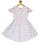 Young Birds Short Sleeves Cold Shoulder Floral Print High Low Dress - White