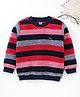 Teddy Full Sleeves Stripe Sweatshirt - Maroon Pink Grey