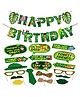 Zyozi Jungle Theme Happy Birthday Banner With Props Green - Pack of 19 
