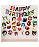 Zyozi Avengers Theme Happy Birthday Banner and Photo Booth Props - Pack of 29