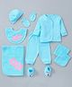 Child World Infant Clothing Set Floral Embroidery Pack of 9 - Blue
