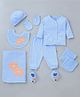 Child World Infant Clothing Set Floral Embroidery Pack of 9 - Sky Blue