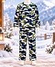 CrayonFlakes Polar Fleece Full Sleeves Camouflage Print Night Suit - Green