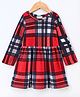 CrayonFlakes Full Sleeves Checked Dress - Red