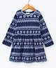 CrayonFlakes Full Sleeves Design Printed Dress - Blue