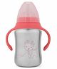 Sizzle Stainless Steel Baby Feeding Bottle With Plastic BPA Free Cap & Handle Pink  - 240 ml
